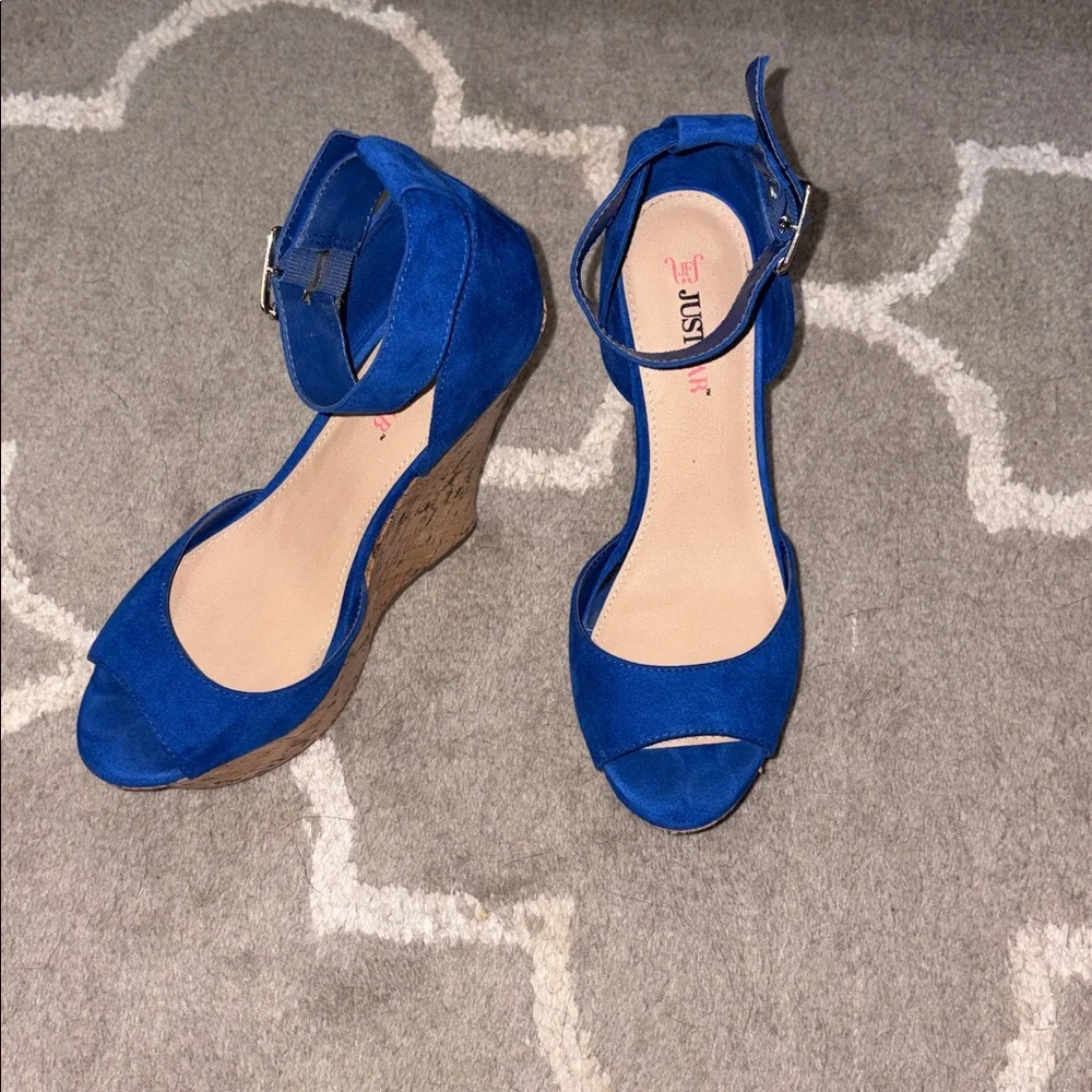 Just fab Mikayla cobalt blue platform wedge heels size 7 - Picture 7 of 17